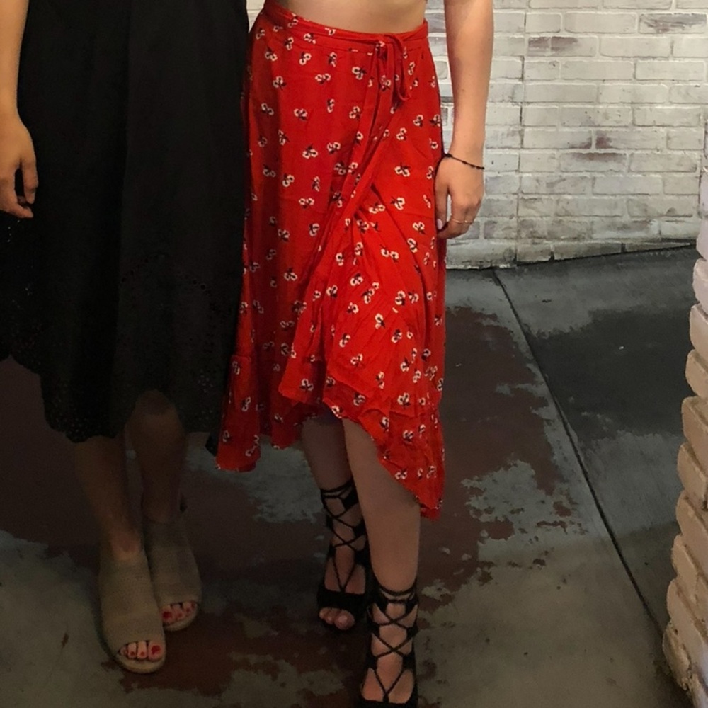 Billabong Vibrant Red Floral wrap skirt